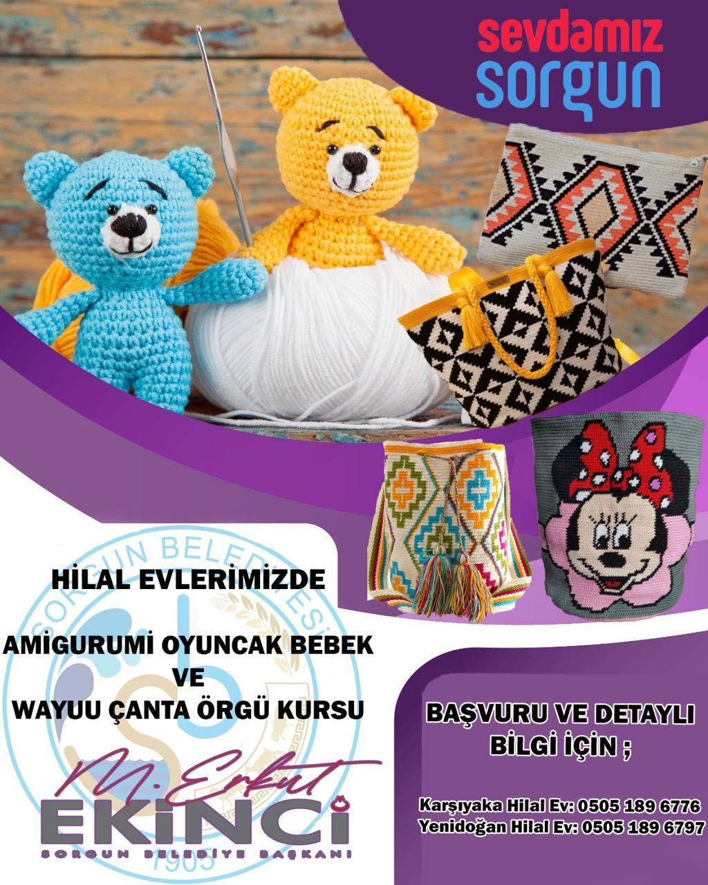 HİLAL EVLER AMİGURUMİ OYUNCAK BEBEK VE WAYUU ÇANTA ÖRGÜ KURSU